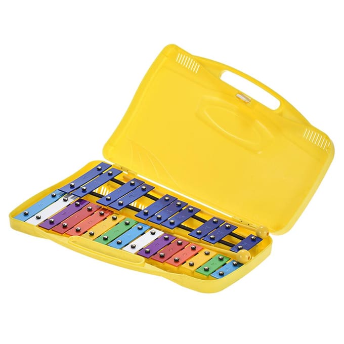 Kleurrijk 25 Noten Glockenspiel Xylofoon Percussie Ritme Muzikaal Educatief Onderwijsinstrument yellow