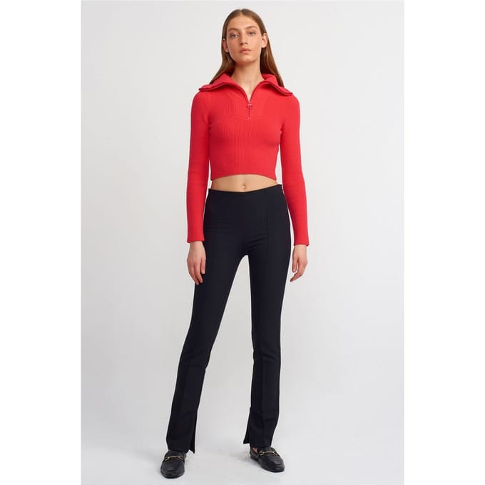 Hoge Taille Flared Broek met Splits