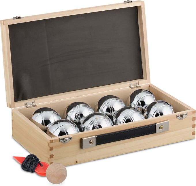 Jeu de boules set - 8 stalen ballen - ø: 7,2 cm - met accessoires