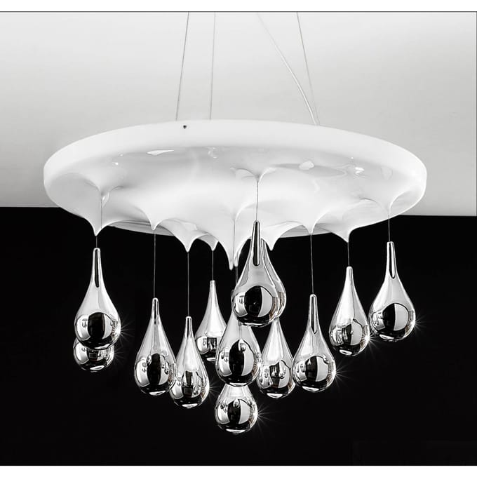 Sil-Lux Hanglamp Pioggia, wit, chroom, Ø 50 cm H 30 cm