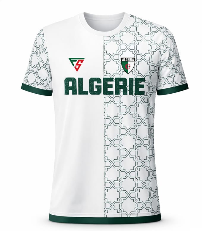 FightSense Algerije Performance T-Shirt Unisex – Ademend & Sneldrogend Sportshirt – Groen/Wit - MAAT M