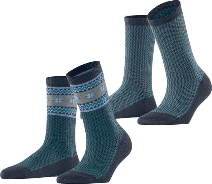Esprit Scandi 2-Pack gedessineerd katoen wol multipack sokken dames purper - maat 35-38