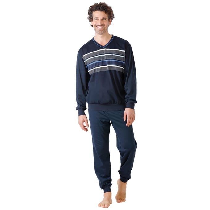 Comfortabele blauwe heren pyjama van Hajo - Blauw - Maat - 60