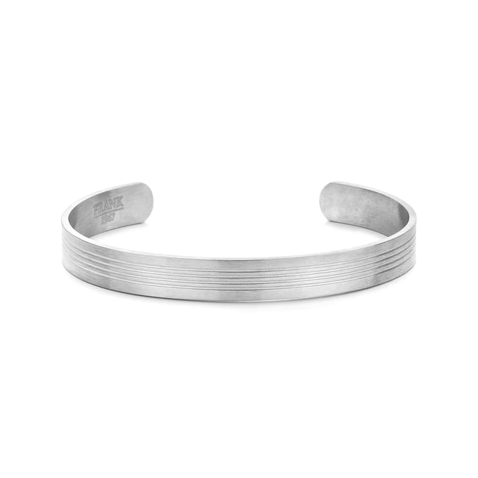 Frank 1967 – Heren Armband – 7FB-0766 - bangle met groeven - zilverkleurig