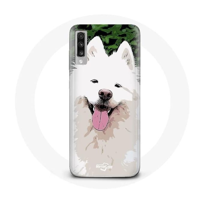 Case voor Samsung Galaxy A70 Samojeed wit hondenras wit