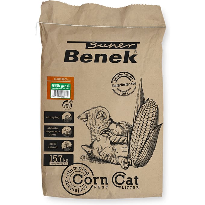 25l Super Benek Corn Cat vers gras kattenbakvulling