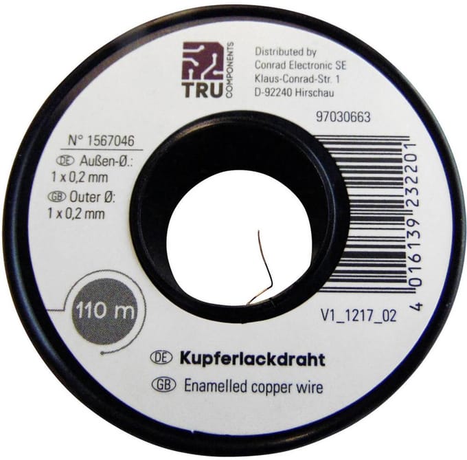 TRU COMPONENTS Koperdraad gelakt Buitendiameter (incl. isolatielak): 0.80 mm 9 m