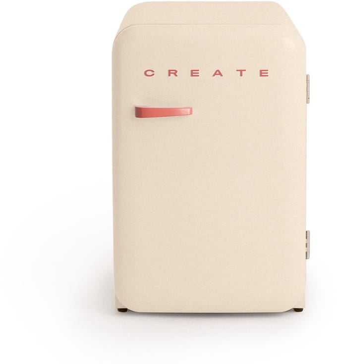 CREATE - Koelkast in retrostijl - Gebroken wit - Handvat Terracotta - FRIDGE RETRO 107L