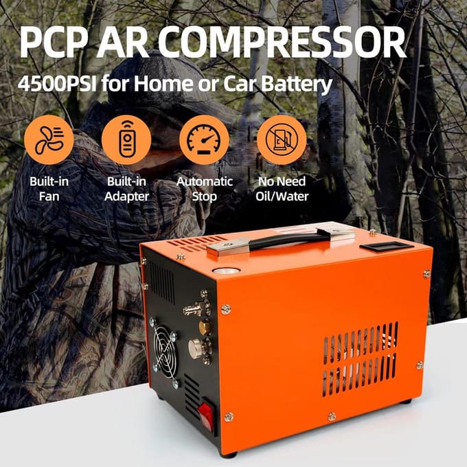 4500PSI Hogedruk LED-display luchtcompressor met koelventilator Intelligente draagbare luchtcompressor EU Plug