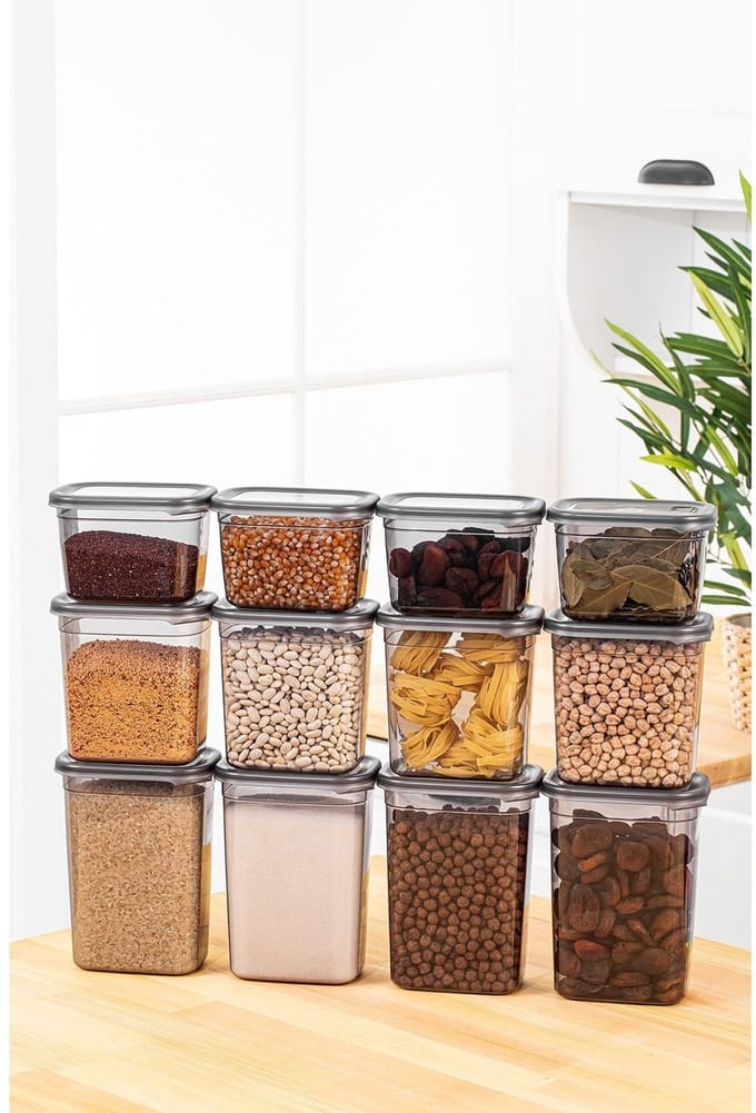 Asir - Opbergdoosset - 12 stuks - Antraciet - 14 x 10 x 10 cm