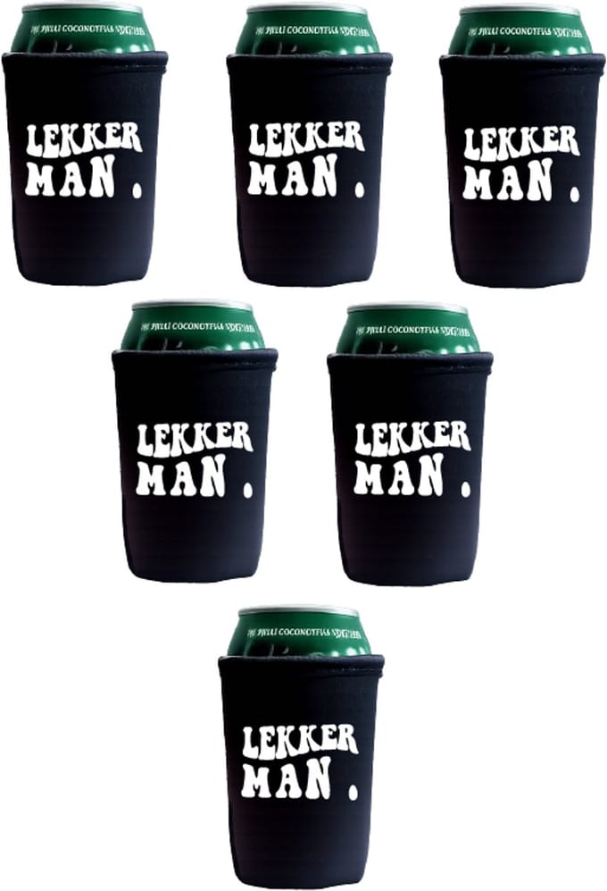 Eizook "Lekker Man . " - Blik Koelhoud Hoesjes - Zwart - 6 Stuks