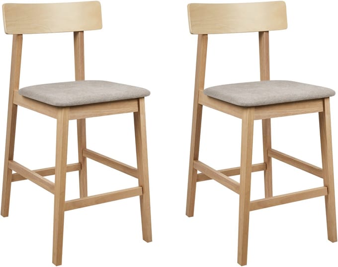 ISANTI - Barkruk set van 2 - Lichtbruin/Taupe - Rubberhout