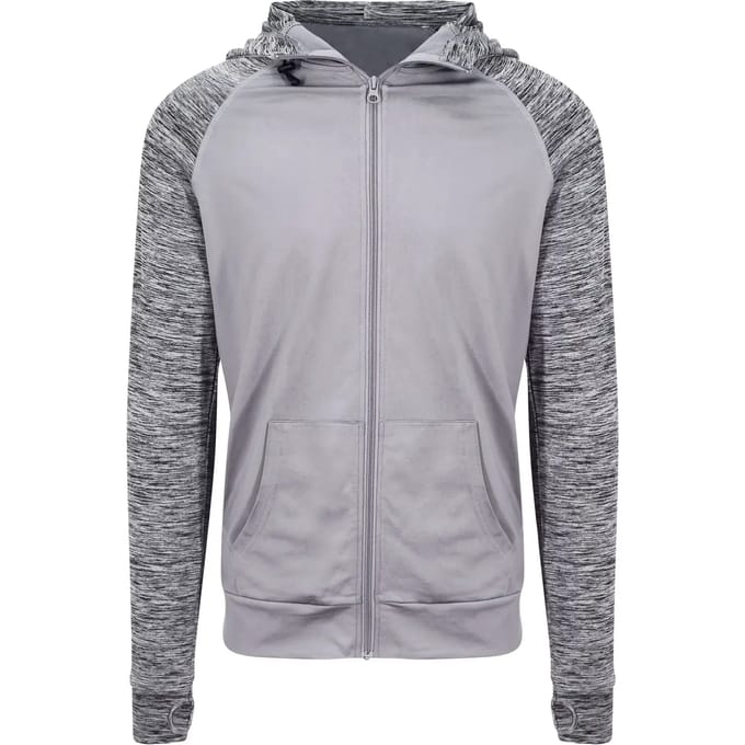 Sporthoodie heren 'Cool Contrast Zipped' met capuchon Grijs - M