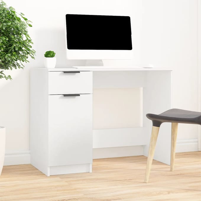 vidaXL - Bureau - 100x50x75 - cm - bewerkt - hout - wit