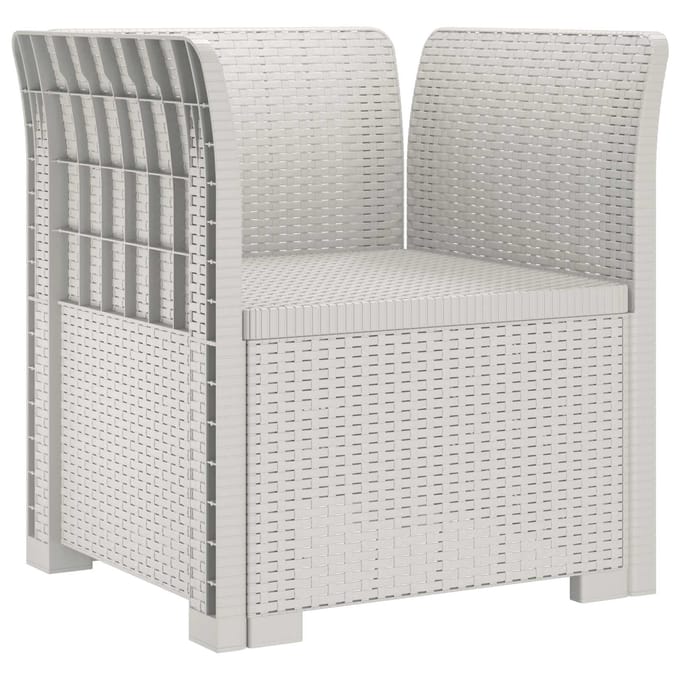 vidaXL - Eén-zits - Fauteuil - met - Kussen - Rieten - Look - PP - Wit
