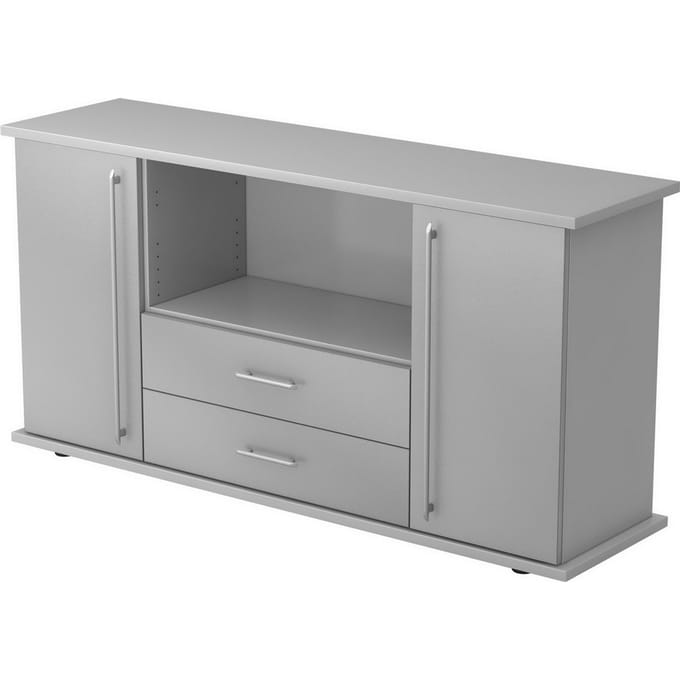 KAPA SB | Dressoir | met deuren + laden - Grijs/Zilver Rail handvat (kunststof)
