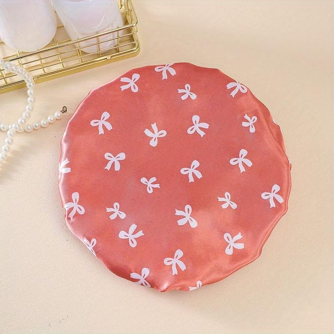 Bonnet de douche imperméable double couche anti-salissures couverture de cheveux de cuisine chapeau de bain de salle de bain élastique confortable or