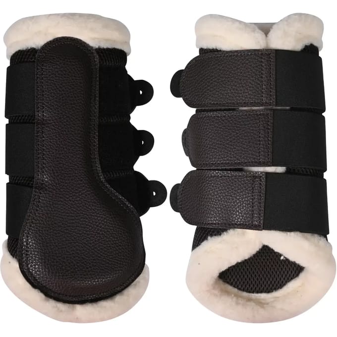 Gesloten peesbeschermers voor paard met bont HKM Comfort Premium Mesh