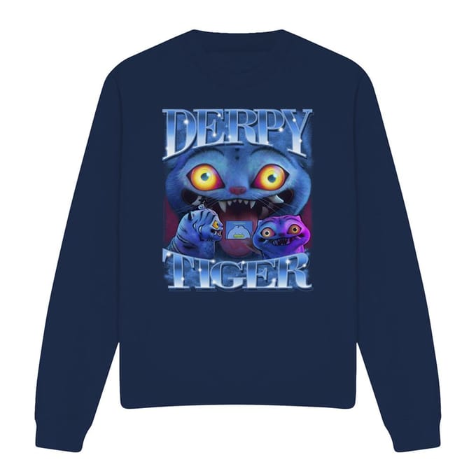 K-Pop Demon Hunters Uniseks Adult Derpy Tijger Sweatshirt (Marine)