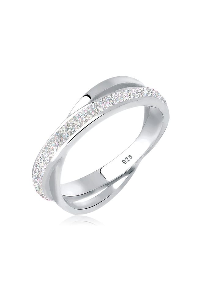 Elli - Ring - Dames Wikkel Modern met wit Emaille in 925 Sterling Zilver - Dames
