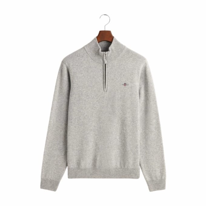 Trui GANT Men Superfine Lambswool Half Zip Grey Melange-XL