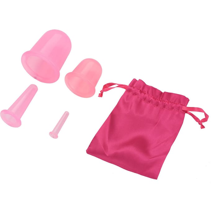 4 stuks set Siliconen Vacuüm Lichaamsmassage Hulp Anti Cellulitis Massager Bekers Cupping (Roze) roze