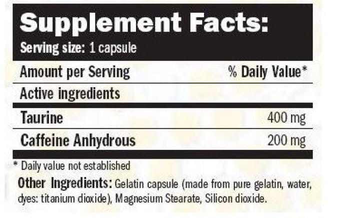 AMIX Caféine 200 mg avec Taurine - 90 Caps 2 Unit