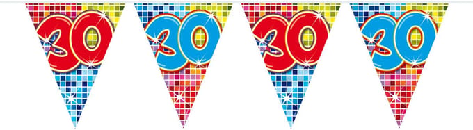 30 Jaar Mini Vlaggenlijn Birthday Blocks - 3 meter