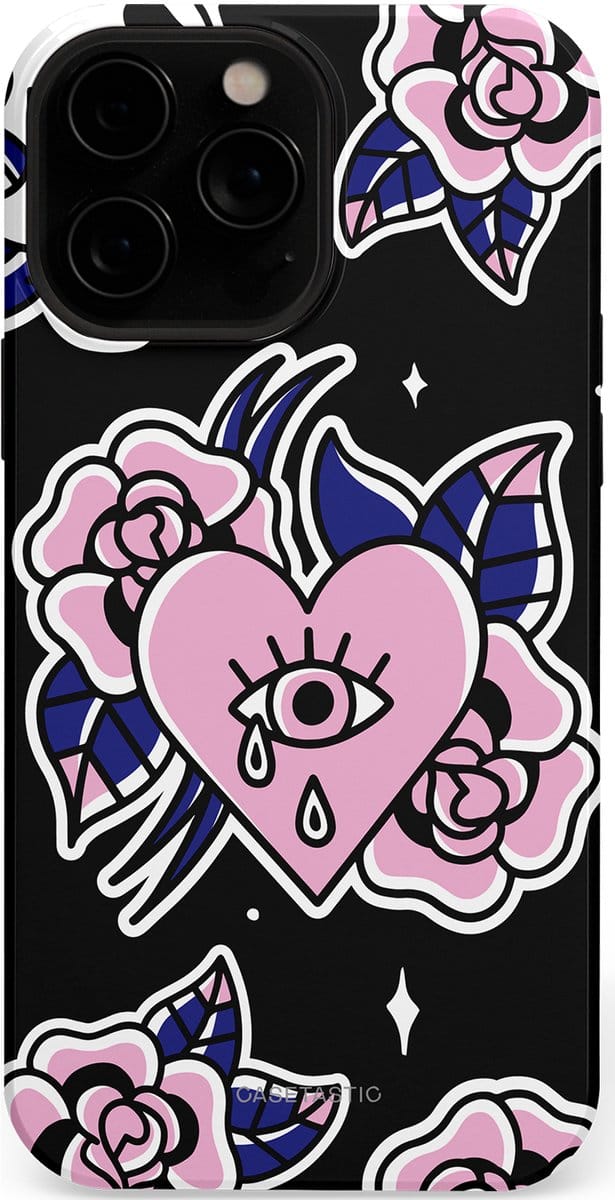 Casetastic hoesje geschikt voor Apple iPhone 13 Pro Max - MagSafe - Dubbellaagse bescherming - Eindeloze passie - Fashion Case - Zwart Grijs Lichtroze Wit