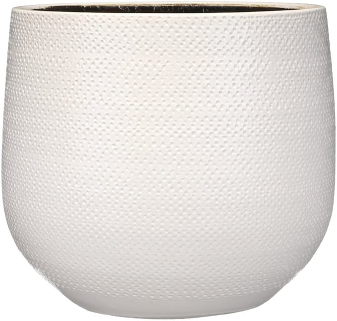 Mica Decorations Plantenpot - wit - geribbeld - keramiek - 25x29cm plantenpotten