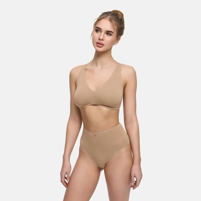 cfab - Katoenen slip met hoge taille - Beige - S