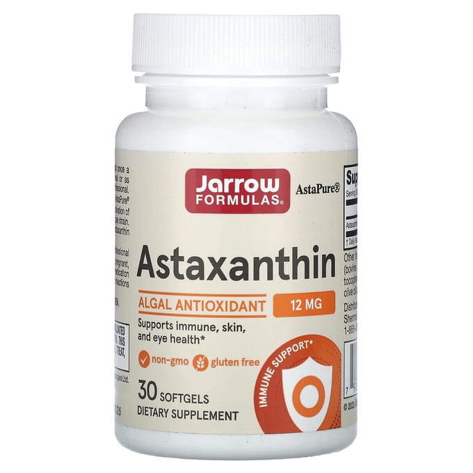 Jarrow Formulas, Astaxanthine, 12 mg, 30 zachte capsules