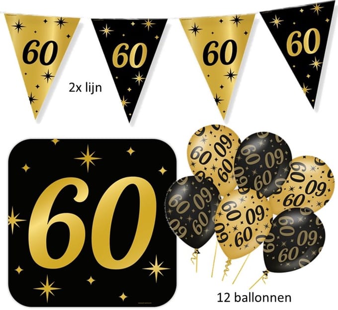 5 delig - 60 jaar feest versiering pakket Classy Party.