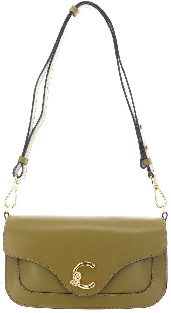 COCCINELLE Leren schoudertas C-Me Calf Shoulder Bag Seagrass kaki