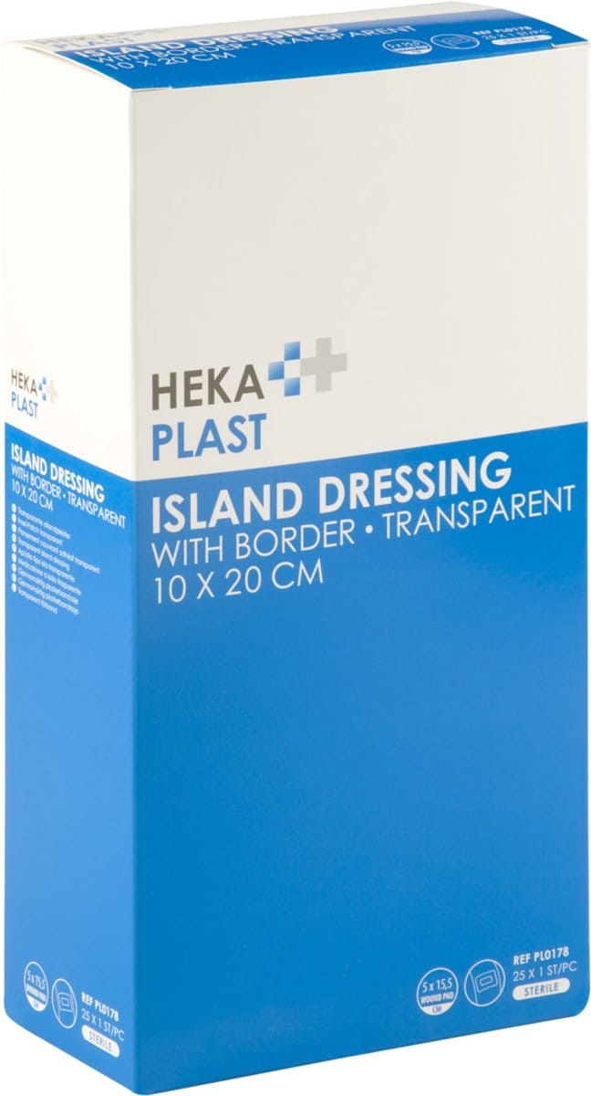 HEKA plast border - Eilandpleister transparant steriel - 10cm X 20 Cm - 25 stuks