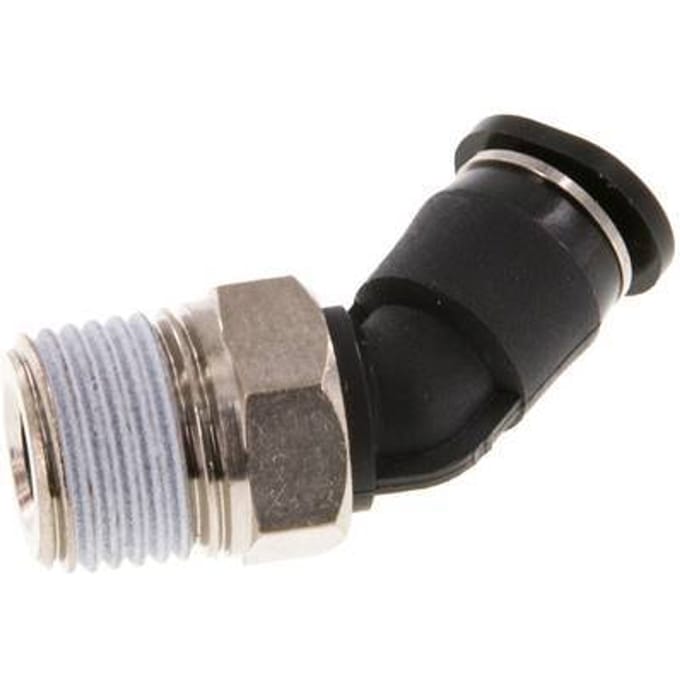 4mm x R1/8'' 45 graden L-verbinding Messing/PBT Insteekfitting Buitendraad Compact Ontwerp NBR