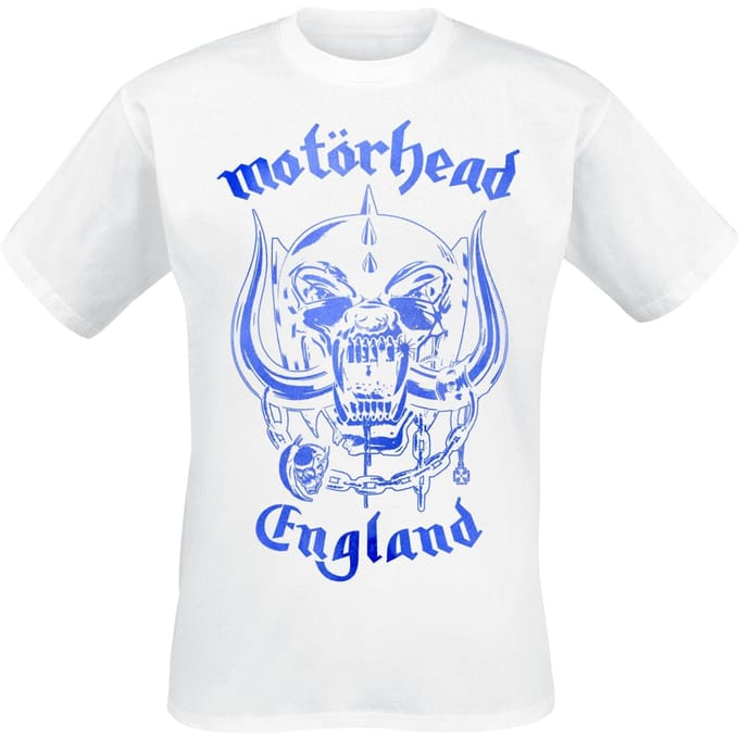 Motörhead T-shirt - England Blue Texture - S tot 4XL - voor Mannen - wit