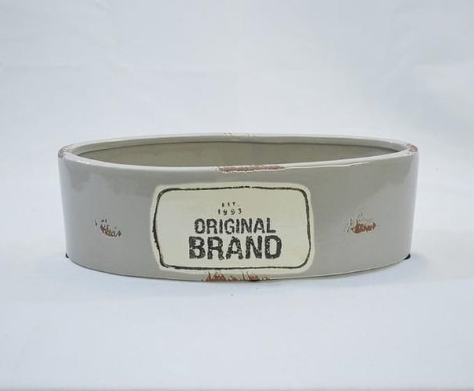 Riverdale - bloempot - vintage - grijs H10 x 27 x 8.5 cm - ovaal