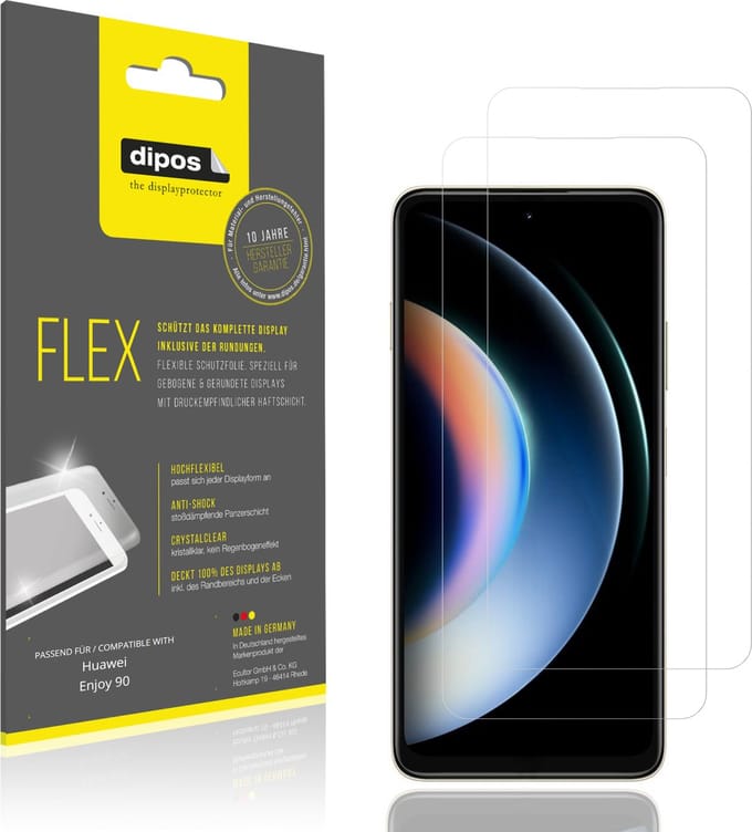 dipos – 2x Beschermfolie geschikt voor Huawei Enjoy 90 | 3D Full Cover Screenprotector | 100% Passend