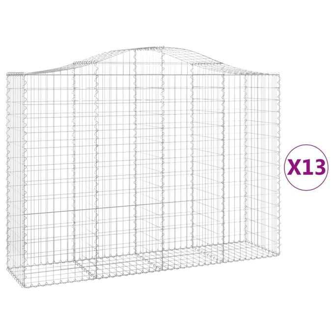 vidaXL - Schanskorven - 13 - st - gewelfd - 200x50x140/160 - cm - ijzer