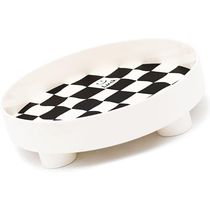 Ronde Opbergorganizer Schaal Schakbord Design Bord Container Schaal voor Fruit Parfum Sieraden Wit, Klein black