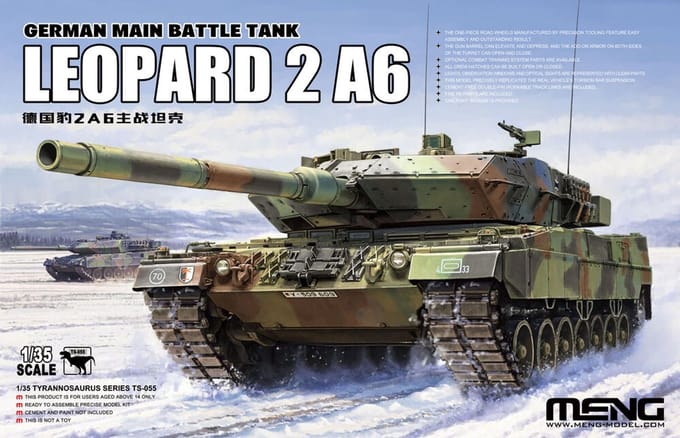 Meng Model Modelbouwpakket Militaire voertuigen - MENG TS055 Leopard 2A6 - Duitse Moderne Gevechtstank Plastic - 1:35 - Modelbouw