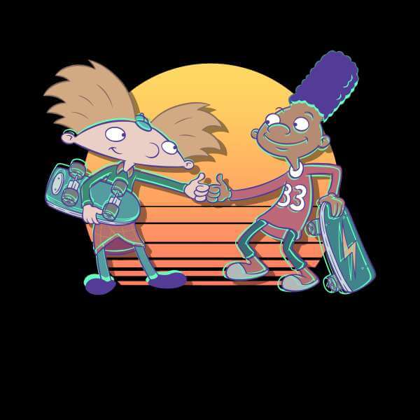 Nickelodeon Hey Arnold Buddies Unisex T-Shirt - Black - XL