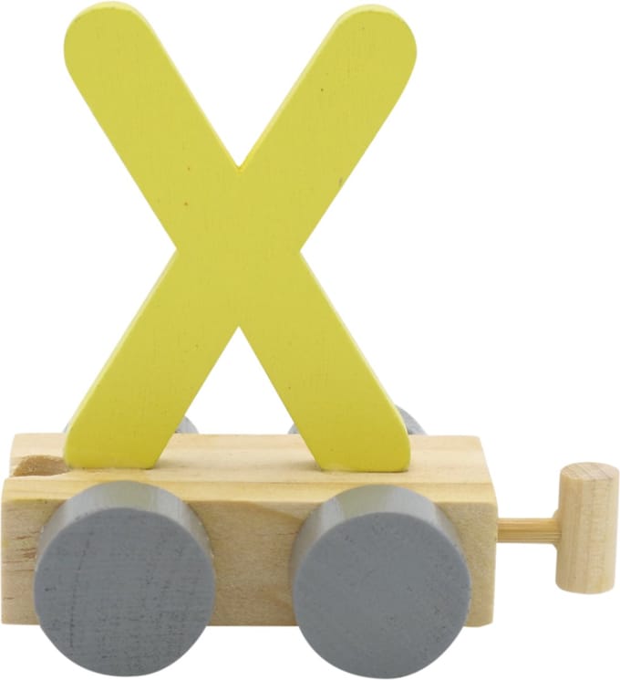 Lettertrein X geel | * totale trein pas vanaf 3, diverse, wagonnetjes bestellen aub