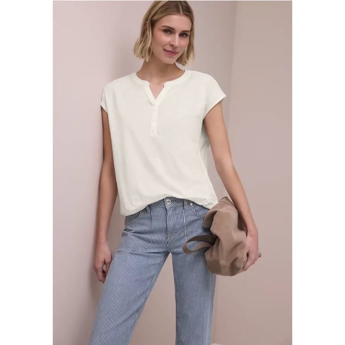 Shirt met losse schouders en gespleten hals