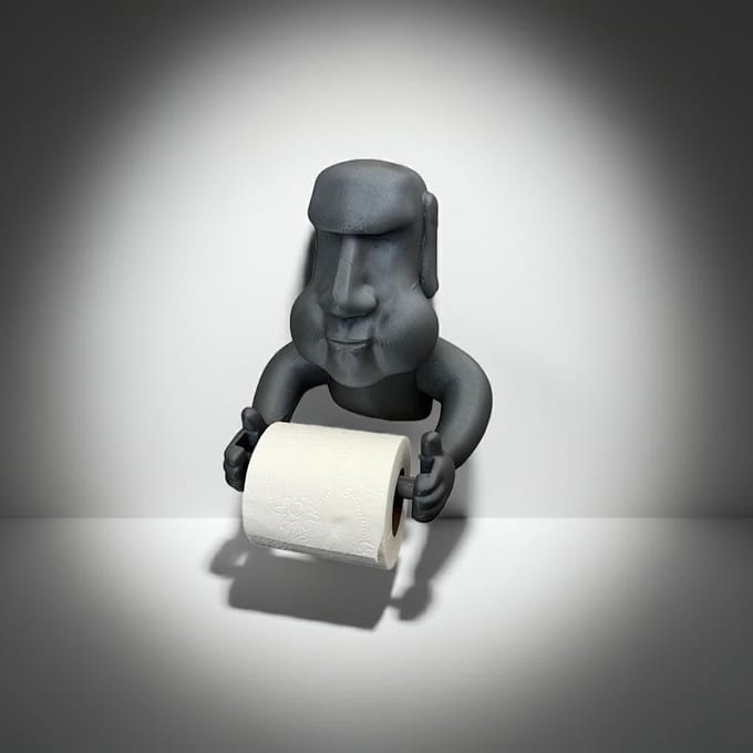 Moai Toiletpapierhouder Wc-papierhouder Wc-accessoire Grappig Wc-accessoire Paaseiland | Grijs