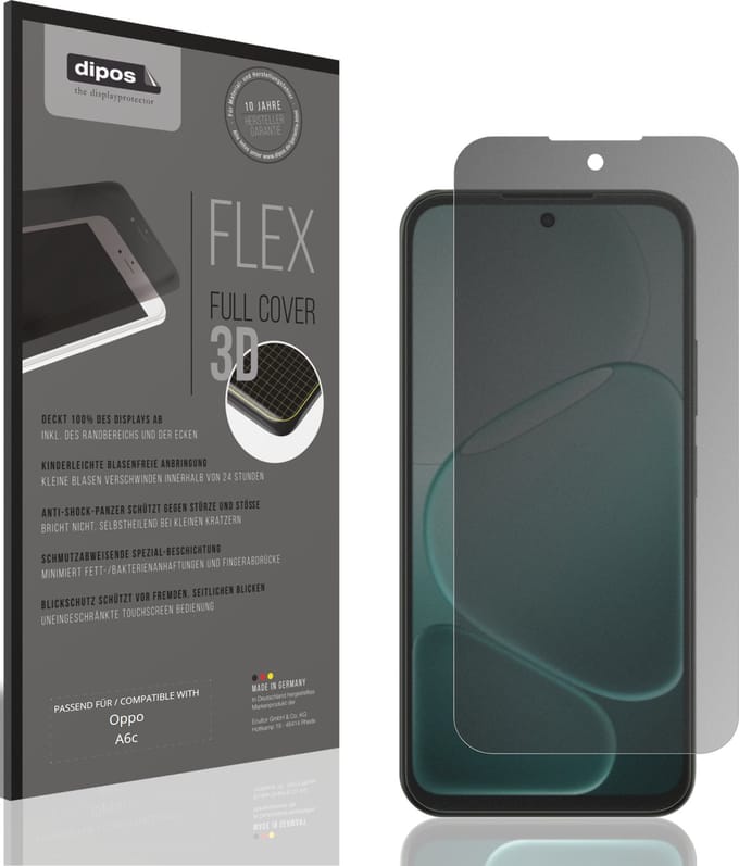 dipos FLEX – Matte Privacy Screenprotector geschikt voor Oppo A6c | Volledige Schermbescherming | Case-Friendly