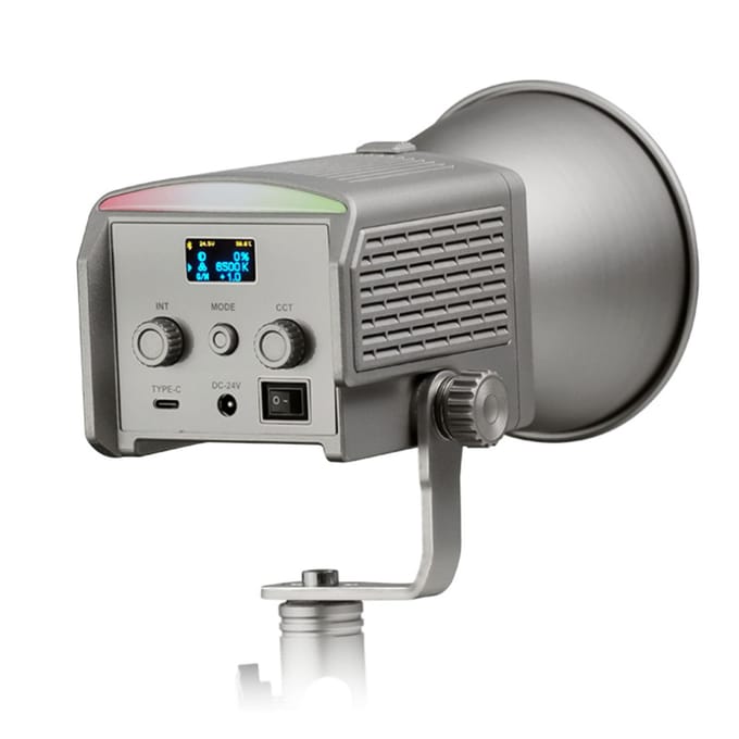 NiceFoto AR-600C Draagbaar RGB Videolicht 50W Fotografie LED Vullicht 2700K-6500K COB Studio zilver