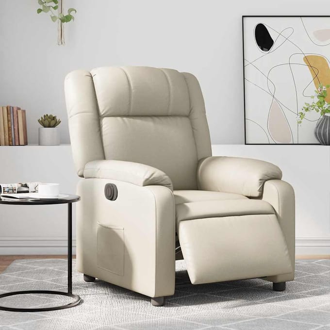vidaXL - Fauteuil - elektrisch - verstelbaar - kunstleer - crèmekleurig