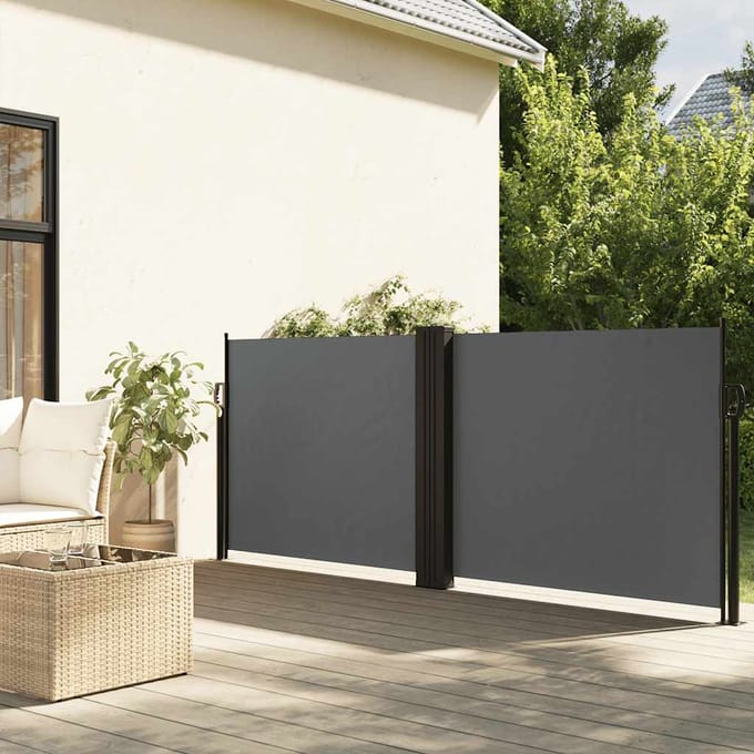 vidaXL - Windscherm - uittrekbaar - 100x600 - cm - antraciet